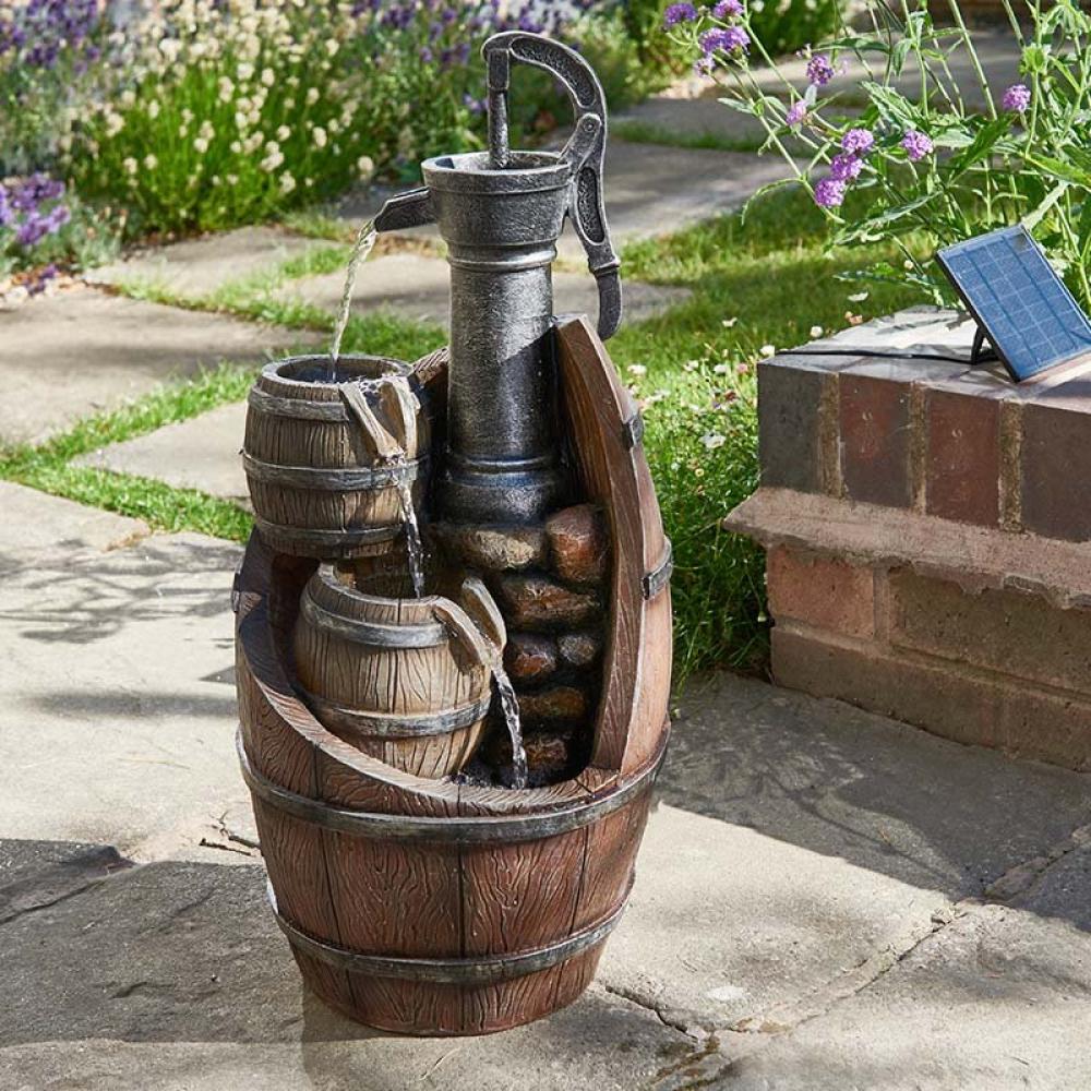 Solar-Wasserbrunnen Whisky Barrels